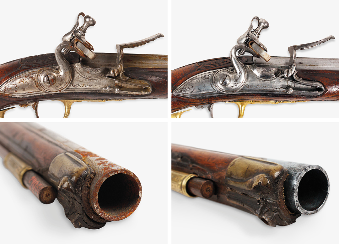 4. ročník <br>2018/19 <br>Pár jednoranných pistolí s křesadlovým zámkem, polovina 18. století
